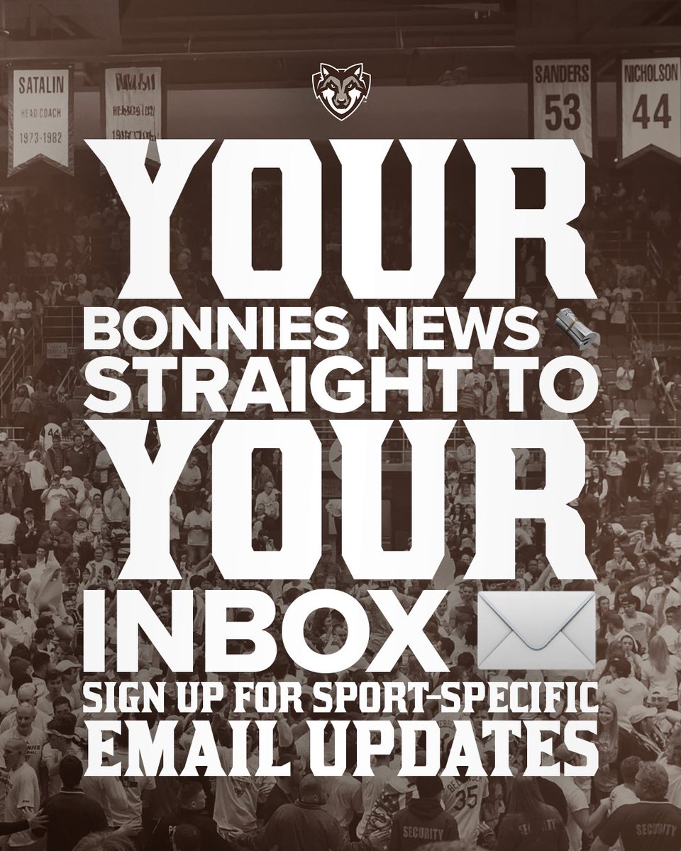 GoBonnies's tweet photo. Get the Bonnies news you want delivered directly to your inbox!

Follow your favorite teams and sign up for the weekly Bona Athletics Department roundup, the Bona Bulletin today ✉️

🔗 >> https://t.co/cEIMyKEwL4 https://t.co/qB9VehQZmH