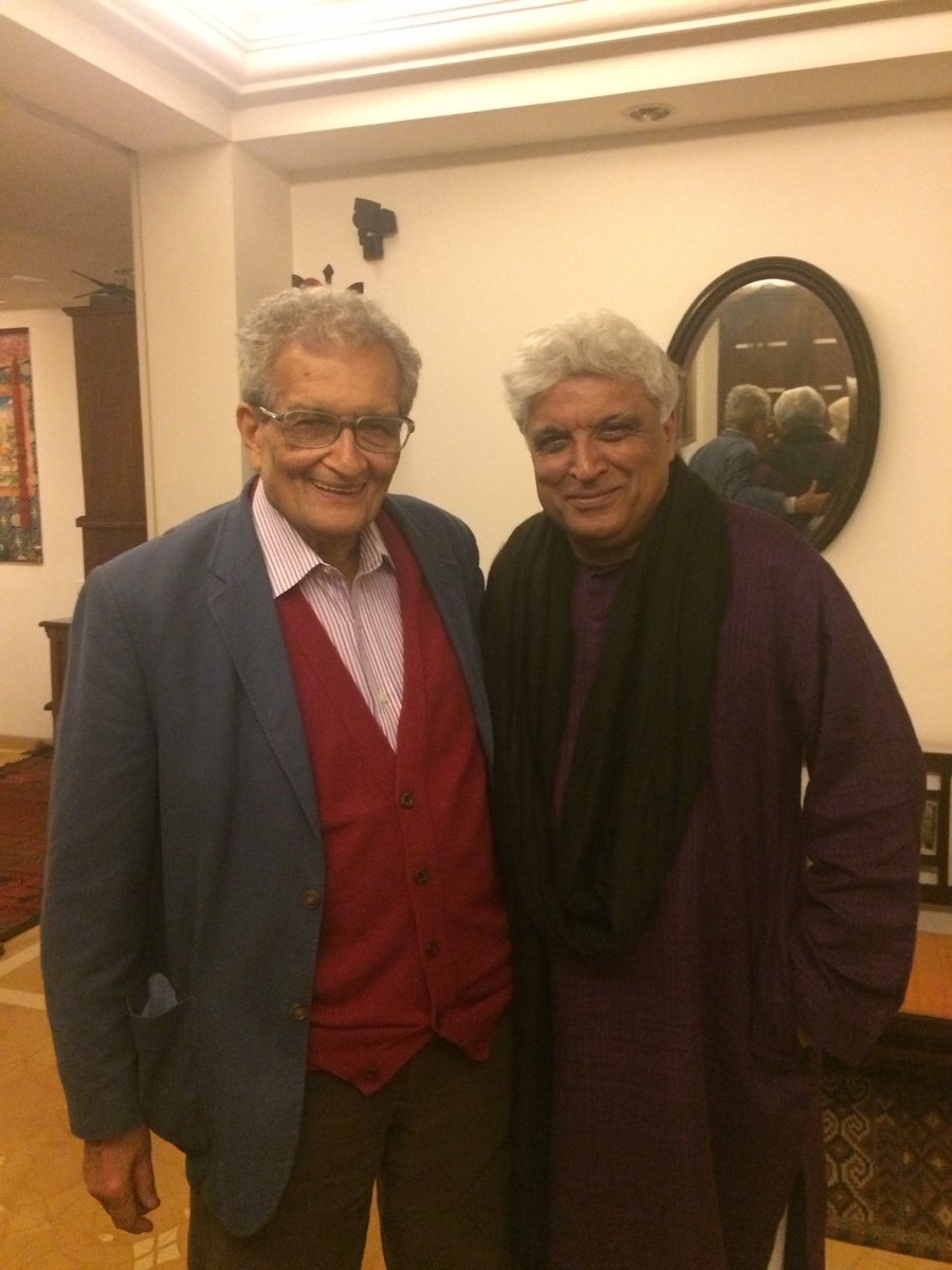 Javedakhtarjadu's tweet photo. With a genius , Bharat Ratan Shri Amartya Sen https://t.co/fqauHo8f7k