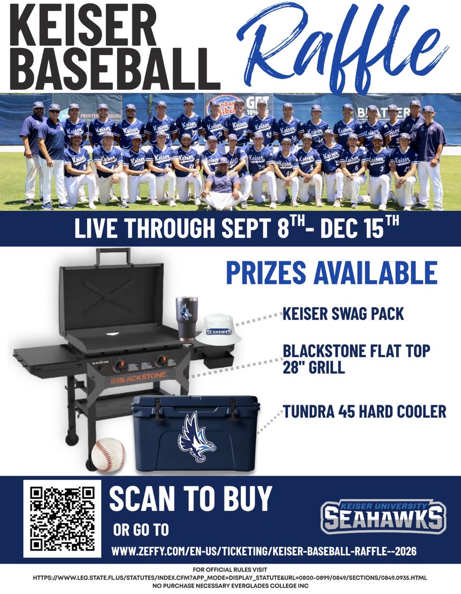 KeiserBaseball's tweet photo. ⚾️ SUPPORT KEISER BASEBALL ⚾️

We’re giving you the chance to win a variety of great prizes while supporting our baseball program! https://t.co/2gdkquOx4I