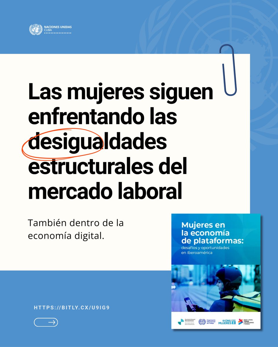 ONU_Cuba's tweet photo. ♀️ Para muchas mujeres en #Cuba, las plataformas digitales son una oportunidad de empleo. 

🟣 Pero las brechas de género continúan reflejándose en el acceso, los ingresos y en la autonomía.

📲 Consulta el nuevo estudio de @ONUMujeres aqu�� 👇

🔗 https://t.co/ekxKUTP4gK https://t.co/mSFEE9OIAo