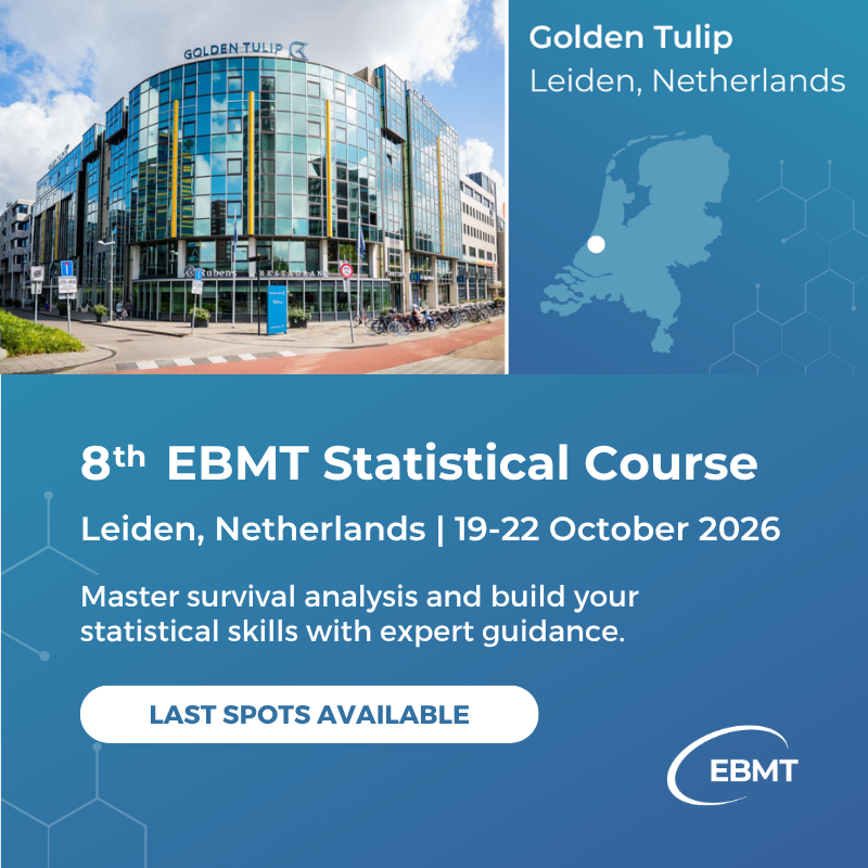 TheEBMT's tweet photo. Are you looking to strengthen your statistical skills? 📊 Join EBMT statisticians and internationally recognised experts this October for four days of intensive training designed for clinicians and data managers. 🔬

➡️ Limited number of spots remain, save yours today: https://t.co/OEj8FRrkHt

#StatisticalCourse #DataAnalysis #DataManagement #ClinicalResearch #CellTherapy