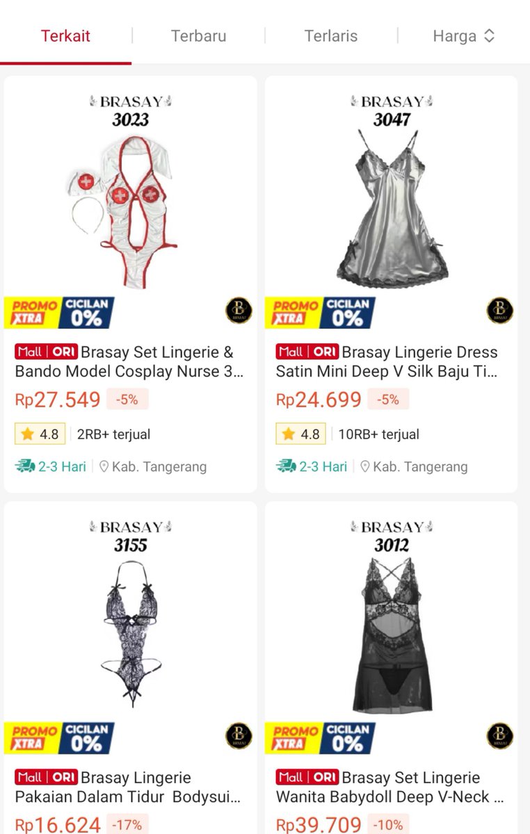 yourddeepsleep's tweet photo. JUJUR LINGERIE 8RB-AN DOANG GAK NGOTAK SII,  yg beli udah bnyak, ratingnya juga bagus. ada bisa cosplay juga plis 😭✋🏻 https://t.co/lfi4mDOftP