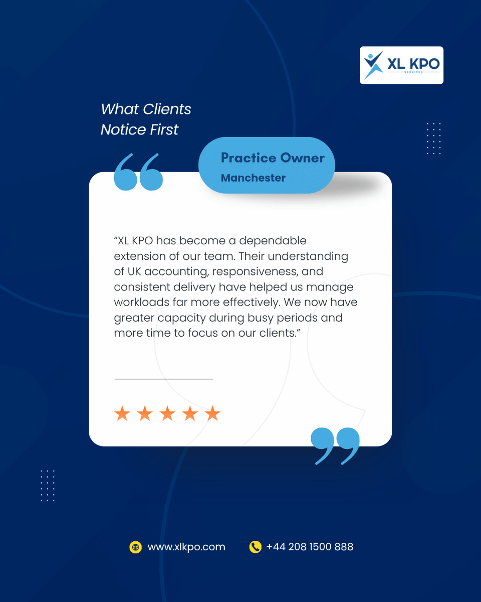 xlkpo_UK's tweet photo. Feedback like this means more than a five-star rating.
For us, the real measure of outsourcing is whether our clients feel they have gained a dependable team behind them.
That is what a strong partnership should create.
#ClientTestimonial #AccountingOutsourcing #ClientSuccess https://t.co/TmFfbEDFQ7