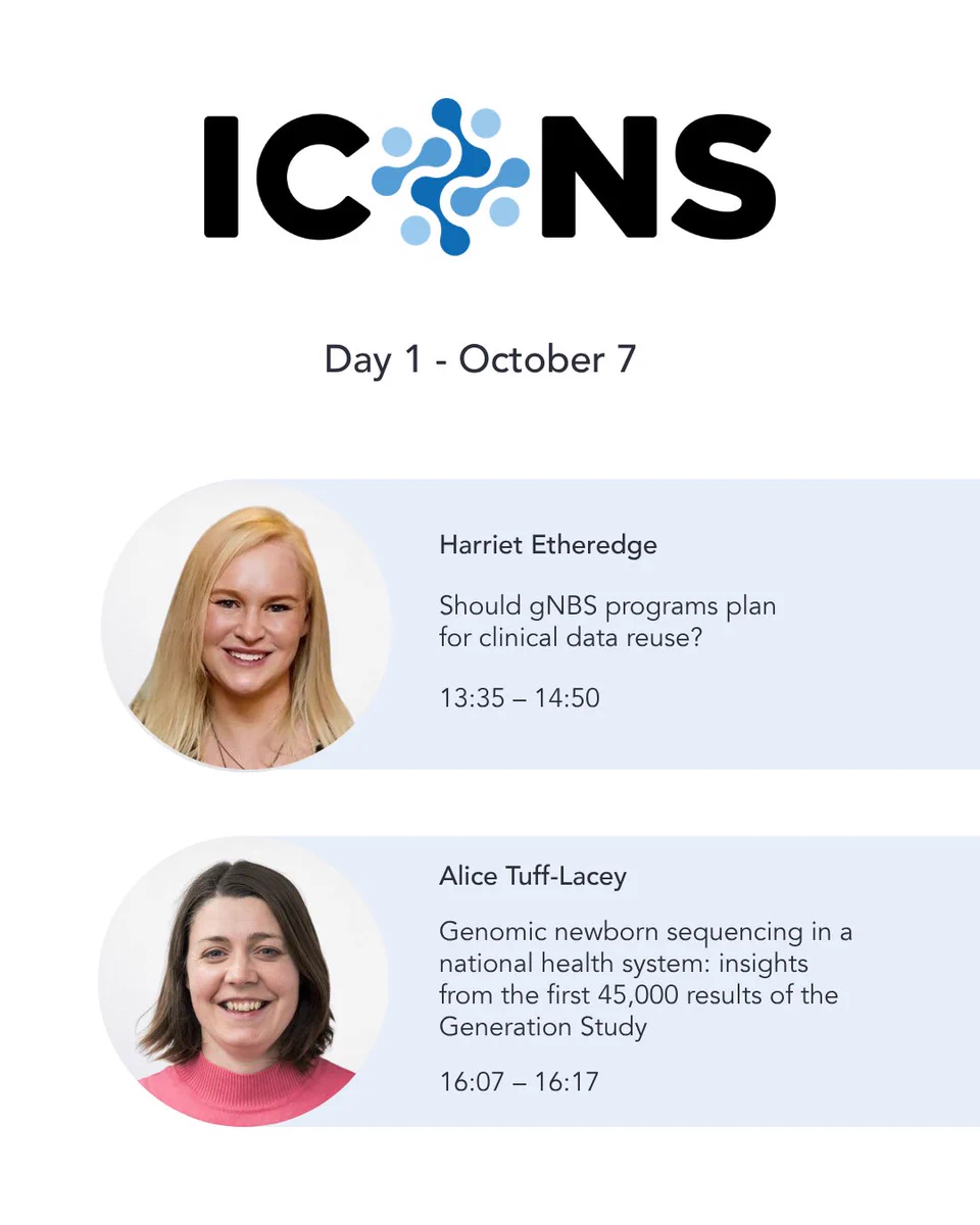 ICoNS October 7 Genomics England speakers, Harriet Etheredge and Alice Tuff-Lacey.
