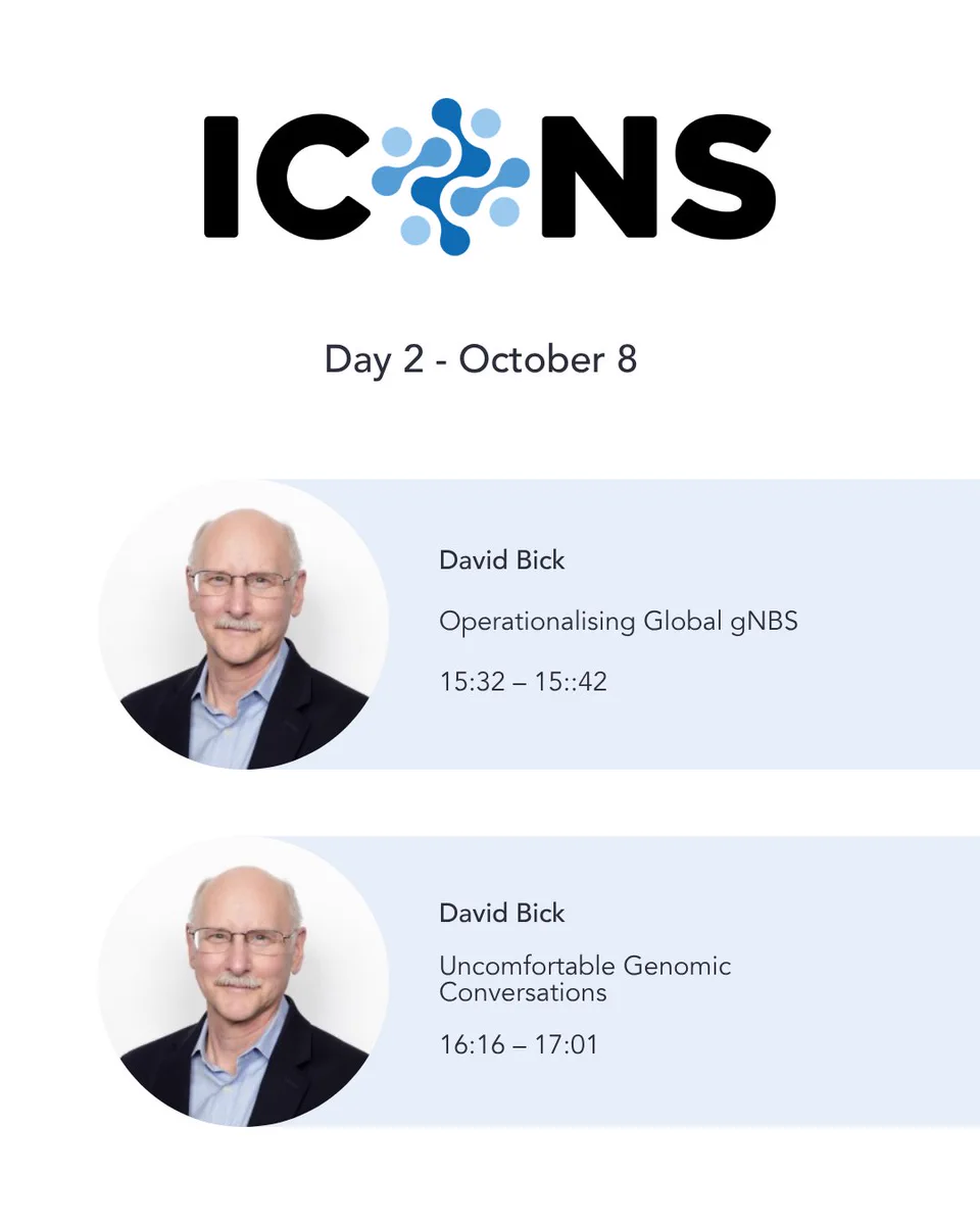 ICoNS October 8 Genomics England speakers, two talks with David Bick.