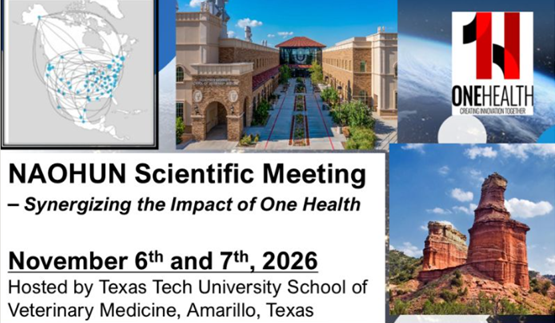 OneHealthUofG's tweet photo. Save the date for the NAOHUN Scientific Conference, Nov. 6-7 in Amarillo, Texas!

The conference includes plenary sessions featuring the impact of network members in research, education, advocacy &amp; service areas. There will also be student participation: https://t.co/UeVryrWK0m https://t.co/tK5GG2ZlZA