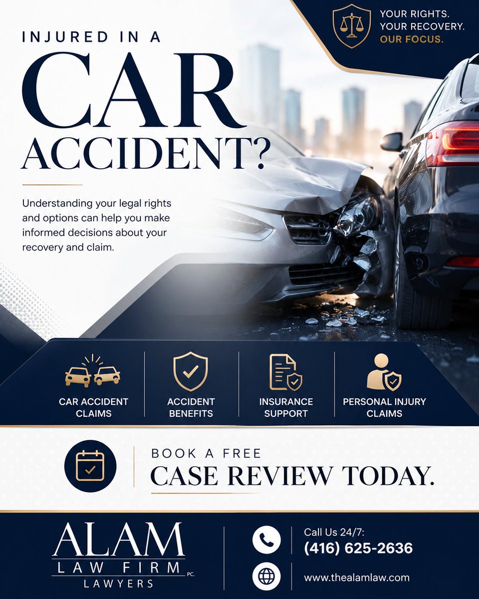 AlamLawOffice's tweet photo. Injured in a Car Accident?

Get the legal support you need for your car accident claim.

Book a Free Case Review Today.
📞 416-625-2636
📍 5100 Dixie Road, Mississauga, ON L4W 1C9.

Book now: https://t.co/eNnNGVkbjs

#CarAccidentLawyer #PersonalInjuryLawyer #CarAccidentClaims https://t.co/CM64yFjmrB