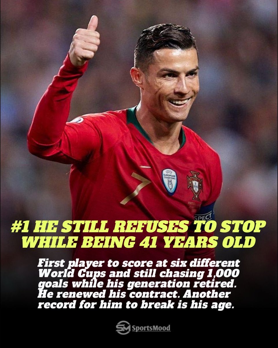 Sportsmoodcom's tweet photo. 🐐🔥 **𝐑𝐎𝐍𝐀𝐋𝐃𝐎 𝐇𝐀𝐒 𝐀𝐋𝐖𝐀𝐘𝐒 𝐃𝐎𝐍𝐄 𝐓𝐇𝐈𝐍𝐆𝐒 𝐇𝐈𝐒 𝐎𝐖𝐍 𝐖𝐀𝐘!**

Cristiano Ronaldo has never been afraid to make **bold moves that others wouldn’t dare to make.** 👑

From moving the Coca-Cola bottles at Euro 2020 🥤➡️ to leaving Real Madrid at his peak, speaking openly about Manchester United, backing Saudi Arabia before many others — and continuing to compete at **41 years old**. 💪⚽

You can admire him or criticize him, but one thing is undeniable: **CR7 has always followed his own path.** 🐐🔥

**Which Ronaldo moment shocked you the most? 👀**

#CristianoRonaldo #Ronaldo #CR7 #Football #FootballNews #Portugal #RealMadrid #ManchesterUnited #SaudiProLeague #FootballLegend #GOAT #RonaldoFans #FootballFans #SportsNews #SportsMood