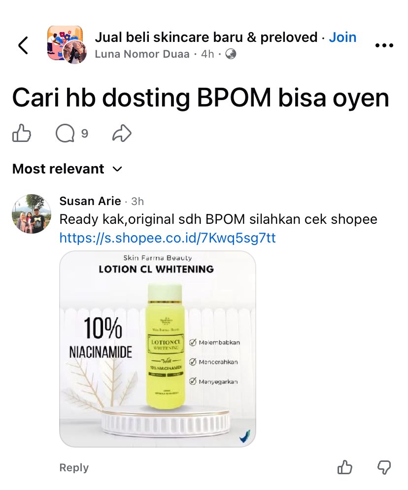 _____moey's tweet photo. CARA SHARE LINK AFFILIATE DI FACEBOOK!

pertama, biasanya aku join grup/komunitas sesuai niche kalian atau random aja gpp. misalnya :
“jual beli skincare” “jual beli alat pendakian” “jual beli perabotan rumah” dsb. 

kalian bisa upload rekomendasi / reply aja di utas orang lain. https://t.co/EbJKxsdM4j