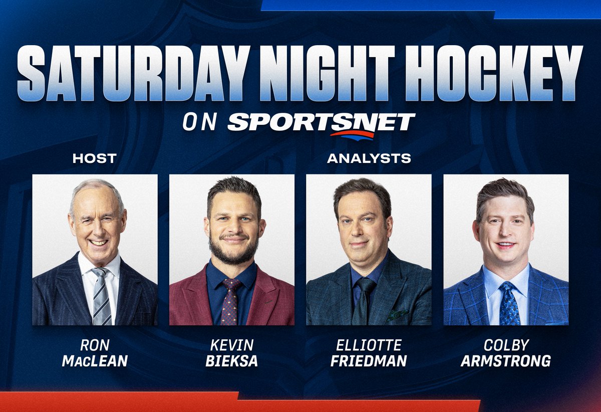 SportsnetPR's tweet photo. 🚨 Saturday Night Hockey debuts Oct 3, featuring Ron MacLean, Kevin Bieksa, Elliotte Friedman &amp; Colby Armstrong

🚨Monday Night Hockey returns Oct 5 with David Amber, Luke Gazdic &amp; Justin Williams, and new this season, streams exclusively on Sportsnet+

https://t.co/Amvoz3zXcK https://t.co/Q26GaRCFeH