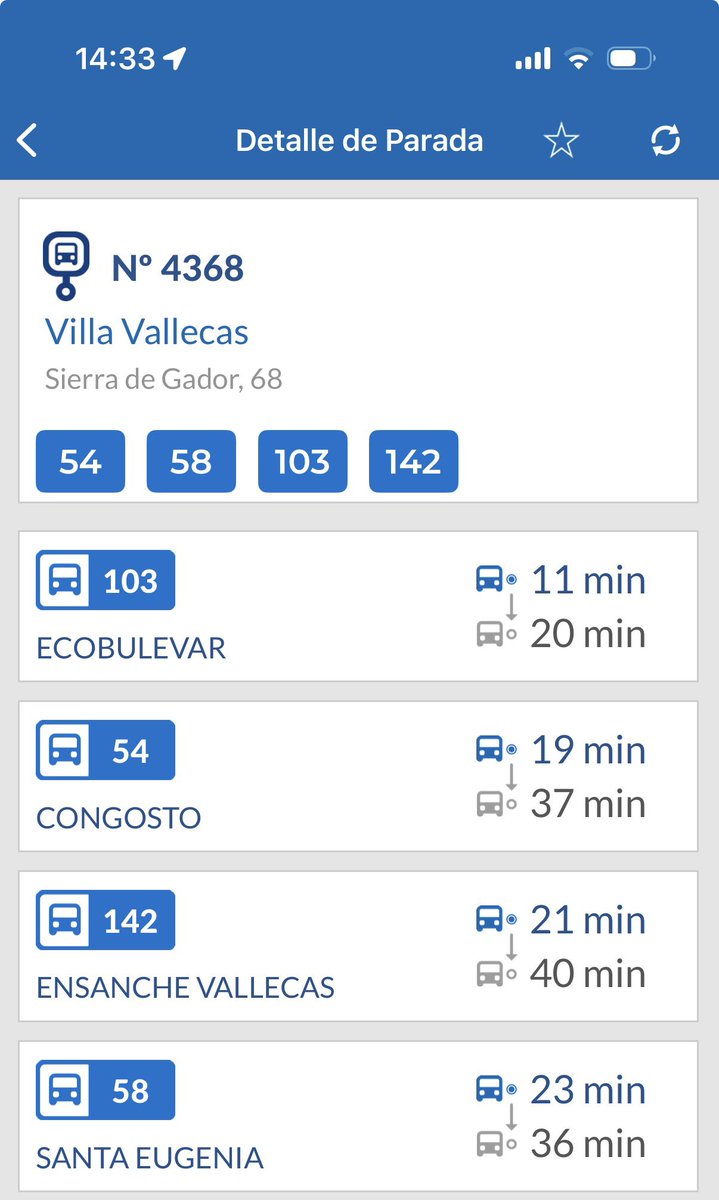ignaciobenitop's tweet photo. Así tiene Almeida las líneas de EMT que circulan por Vallecas.

En 2 días pondrá 49 autobuses para llevar gratis a los espectadores de la fórmula 1.

Y mientras tú, que pagas tu billete, tendrás que esperar aún más en la parada porque esos 49 autobuses los quitarán de tu barrio. https://t.co/3YUTxlzGuh