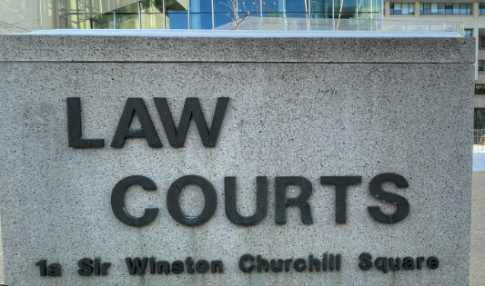 1003TheBear's tweet photo. What's something/somewhere in Edmonton that's a little run-down and could use a facelift? Two from us:

1. The stolen Law Courts signs. You gotta replace 'em, SOON. 

2. Happy Beer Street on 99th. Could use a little signage. Maybe a brewery map? -McCord &amp; Yuke. (Image via CTV) https://t.co/Iwn5GFRolj