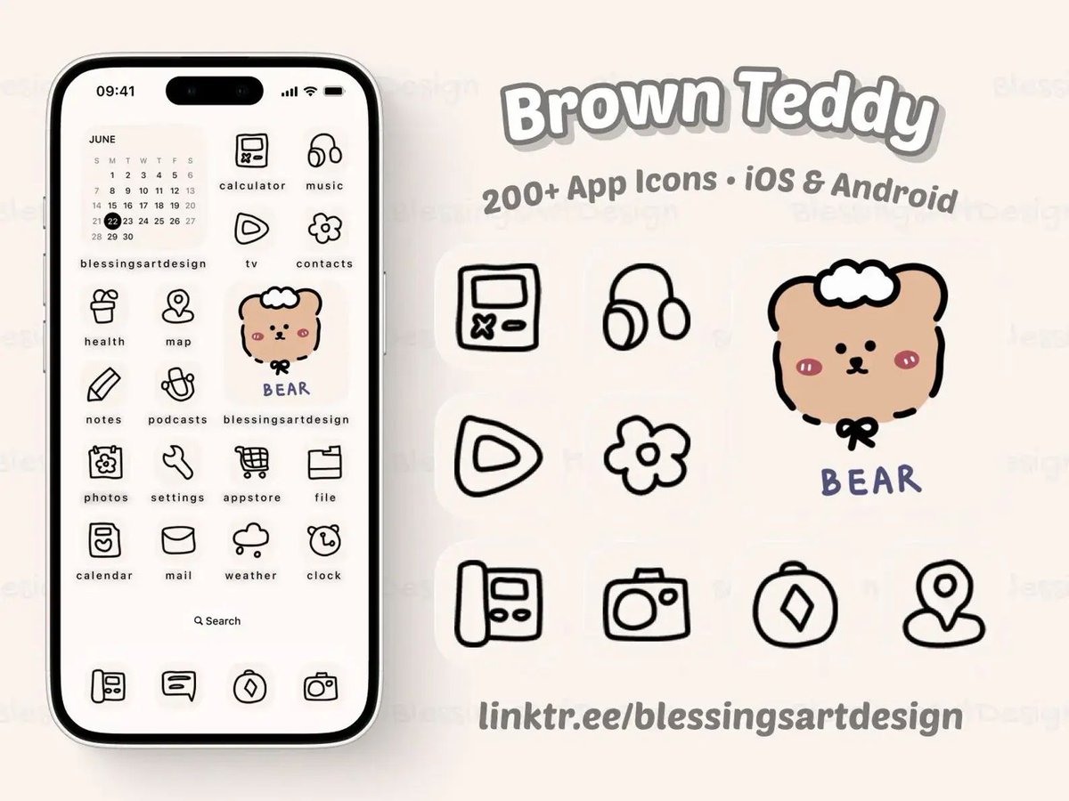 BlessingsArt's tweet photo. Your phone called—it wants a cozy little makeover 🧸🤎

Meet the Brown Teddy Bear theme: 200+ hand-drawn app icons, soft widgets &amp; matching wallpapers for iOS and Android. Instant download, easy setup.

Shop on Etsy: https://t.co/1sfbyGJdBY

#KawaiiIcons #CozyAesthetic https://t.co/OFICmKftpq