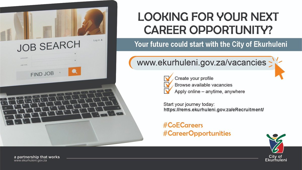 City_Ekurhuleni's tweet photo. 📢WE’RE HIRING! 

The City of Ekurhuleni has permanent vacancies available across various departments, including Engineering, Water &amp; Sanitation, Transport, HR, Community Services, Waste Management and more! 👩‍💼👨‍💼

📅 Closing dates: 10–25 Sept 2026 https://t.co/gT1qYR2xXb