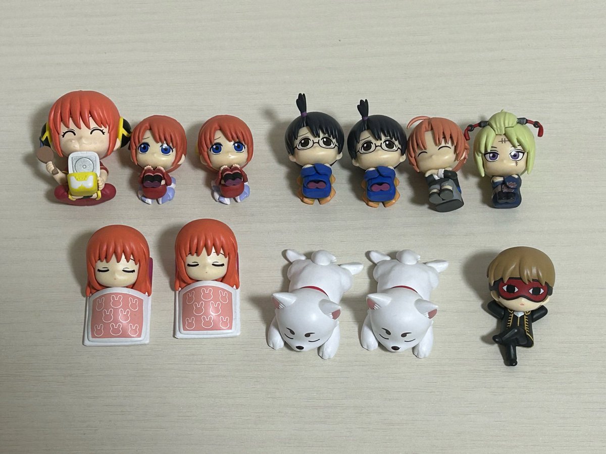SILVAe2x's tweet photo. 銀魂 ガチャ まちぼうけ もぐもぐ隊 ねむらせ隊 交換 買取

譲➡️神楽 新八 定春 沖田 神威 月詠
求➡️未所持銀時(ご提示ください)

郵送でのお取引
買取は定価＋郵送代 https://t.co/LpZN187TXw