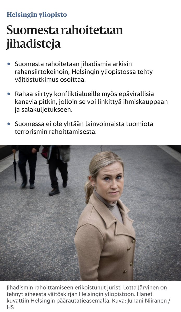 TeivoTeivainen's tweet photo. Helsingin yliopiston väitöskirja selvittää, miten Suomesta käsin rahoitetaan jihadisteja. 1/2 #tutkimus #tiede https://t.co/UX5hAigEeM