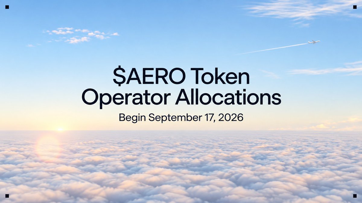 MRS_C_Physics's tweet photo. @aeroxyz $AERO Token Operator Allocations Begin September 17, 2026 ✈️ 
 
veAERO Holders are Eligible for an Extra $AERO Allocation Based on Position Age, with Claims Opening September 18, 2026.

Learn More 🔗 https://t.co/OUBpJY0YQU https://t.co/WZ6LUuoBCV