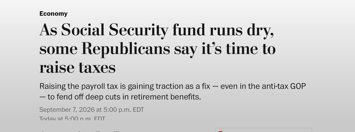 RonDeSantis's tweet photo. Congress has frittered away massive surpluses in payroll tax revenue it collected over many decades.

Now Congress wants to impose massive tax hikes on individuals and businesses to bail it out for its profligacy. https://t.co/gx0L7MdEkI