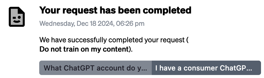 Ahmeed2m's tweet photo. جماعة، متنسوش تعملوا دي. من OpenAI Privacy Center لازم تعملوا "Don't train on my content" مش بس الاوبشن اللي في موقع/تطبيق شات gpt العادي لانه معناه chatgpt الcore فقط مش الpost-training/reward 

https://t.co/t4jphBO6Ej https://t.co/b5S4h6SOEj
