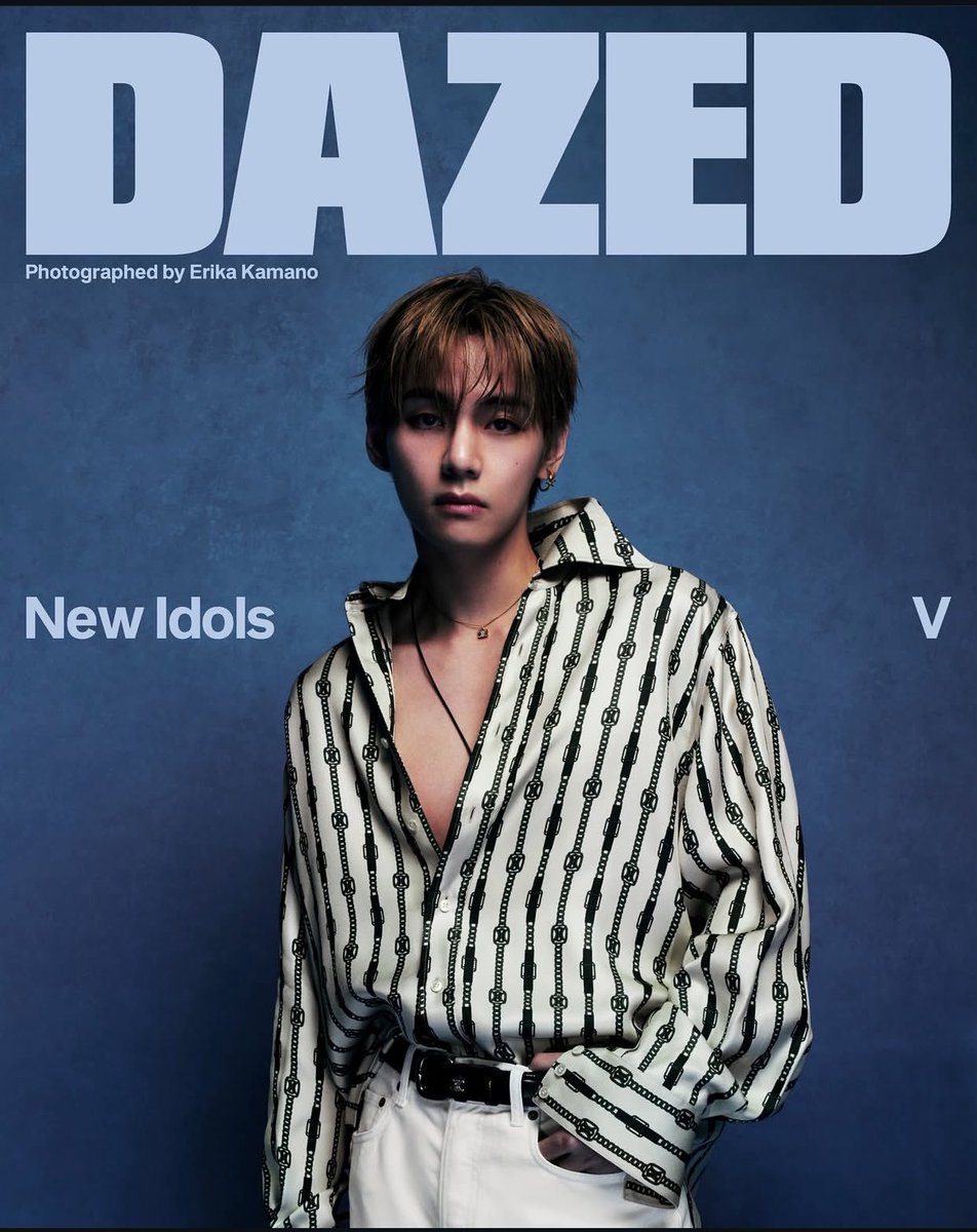 WORLDMUSICAWARD's tweet photo. #V stars on the cover of Dazed US for its Autumn 2026 'The New Idols' Issue, looking beyond handsome, and reflects on slowing down, redefining success and finding joy in the present in new cover story! 💪🕺🏻🤩 🇩 🇺🇸➕🎤🔥👑💜 
📸 @Erikakamano

TAEHYUNG X DAZED 
#TaehyungxDazed 
#VxDazed #BTS_V
@BTS_twt