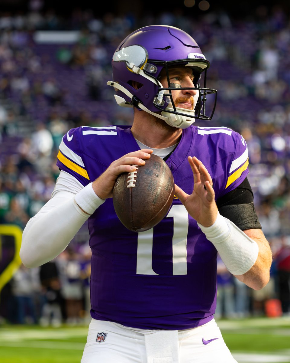 Vikings's tweet photo. Head Coach Kevin O'Connell has announced that Carson Wentz will serve as the team's backup QB on Sunday and that J.J. McCarthy will serve as the 3rd QB.
O'Connell says it'll be a week-to-week thing as far as the backup QB spot goes. https://t.co/Uw6yYAkBSm