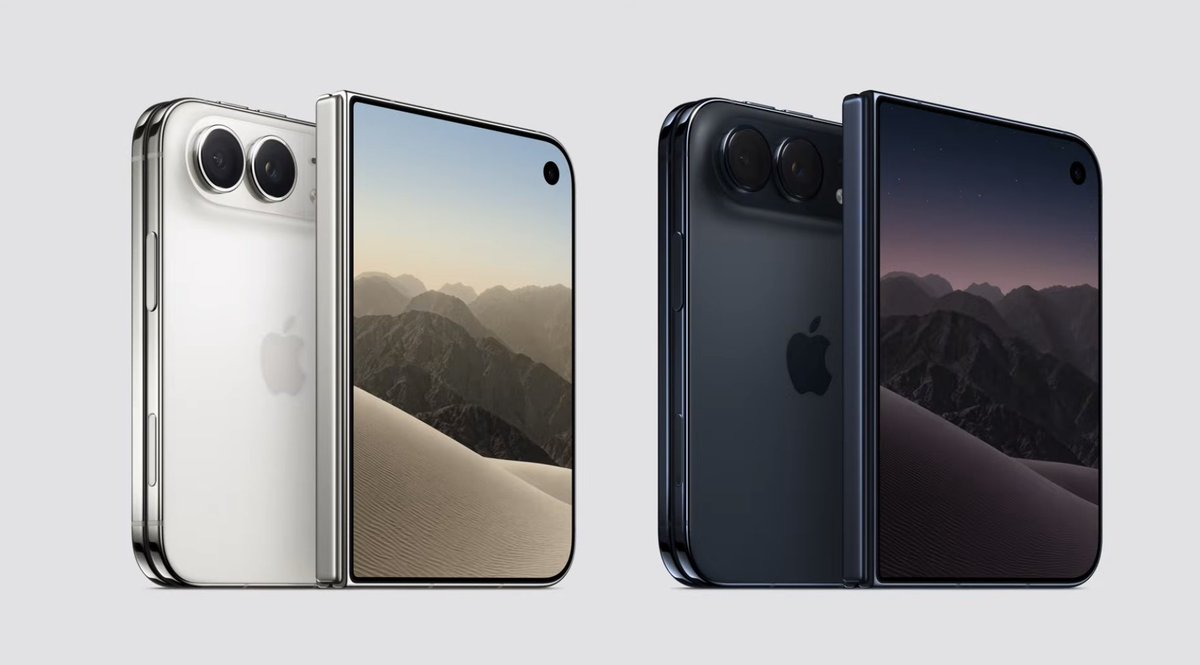 TrakinTech's tweet photo. #iPhoneDuo launched in India🇮🇳🔥

📱 Split Screen (Finally)
✨ Redesigned Layout in Apps
📱 7.6" Retina XDR Foldable Display
📱 5.4" Outer Display
✨ Nano Texture Finish
✏️ Apple Pencil Support
🔐 Touch ID Integrated into Side Button
⚙️ A20 Pro
📶 C2 Modem
📲 eSIM Only
🔋 31 Hours of Video Playback (Inner Display)
🔋 44 Hours of Video Playback (Outer Display)
🎨 Star White and Night Sky Colours
💧 IP68 Rated
⚡ 50% Charge in 20 Minutes
📸 48MP with OIS in Rear
🤳 12MP Center Stage Front Camera
📹 FaceTime Under Display Camera  

💰 Price: Rs 2,99,900 (256GB)

Do you like Apple's first foldable? 👀 #AppleEvent