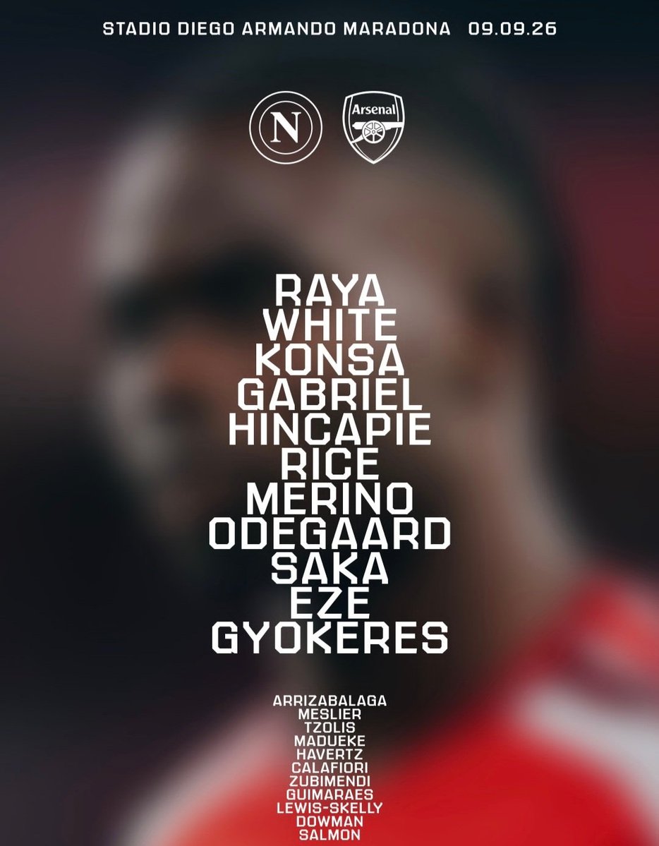 CarolRadull's tweet photo. Arsenal's starting XI to face Napoli 

#UCL
#COYG https://t.co/BcJpEoLCic