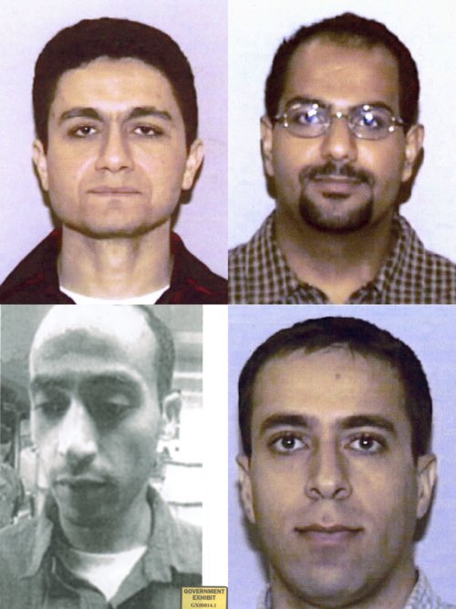 AkaLazarus's tweet photo. The lead hijackers of the four planes on 9/11 were (clockwise, top L)

Mohammed Atta- Egyptian 
Marwan Al-Shehhi - Emirati
Hani Hanjour - Saudi 
Ziad Jarrah - Lebanese 

Never forget! https://t.co/nDEunmoyOp