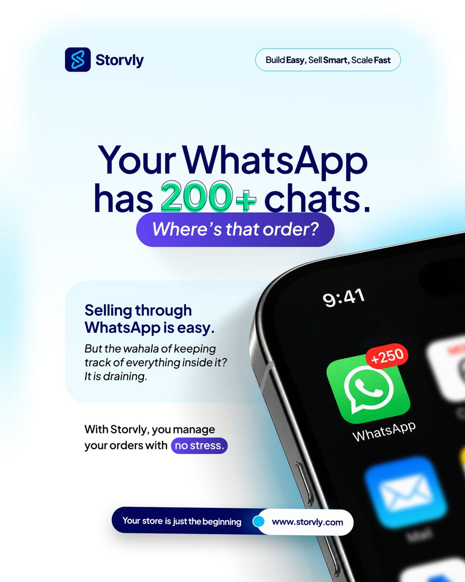 Storvly's tweet photo. 200+ WhatsApp chats.
Orders scattered everywhere.
And somehow, the one order you need is hiding inside the chaos. 😭

Your business has grown beyond asking customers to resend their last messages.

It’s time to up your game.

See what Storvly is building.

#StorvlyDeyForYou https://t.co/7wGgbwGUap