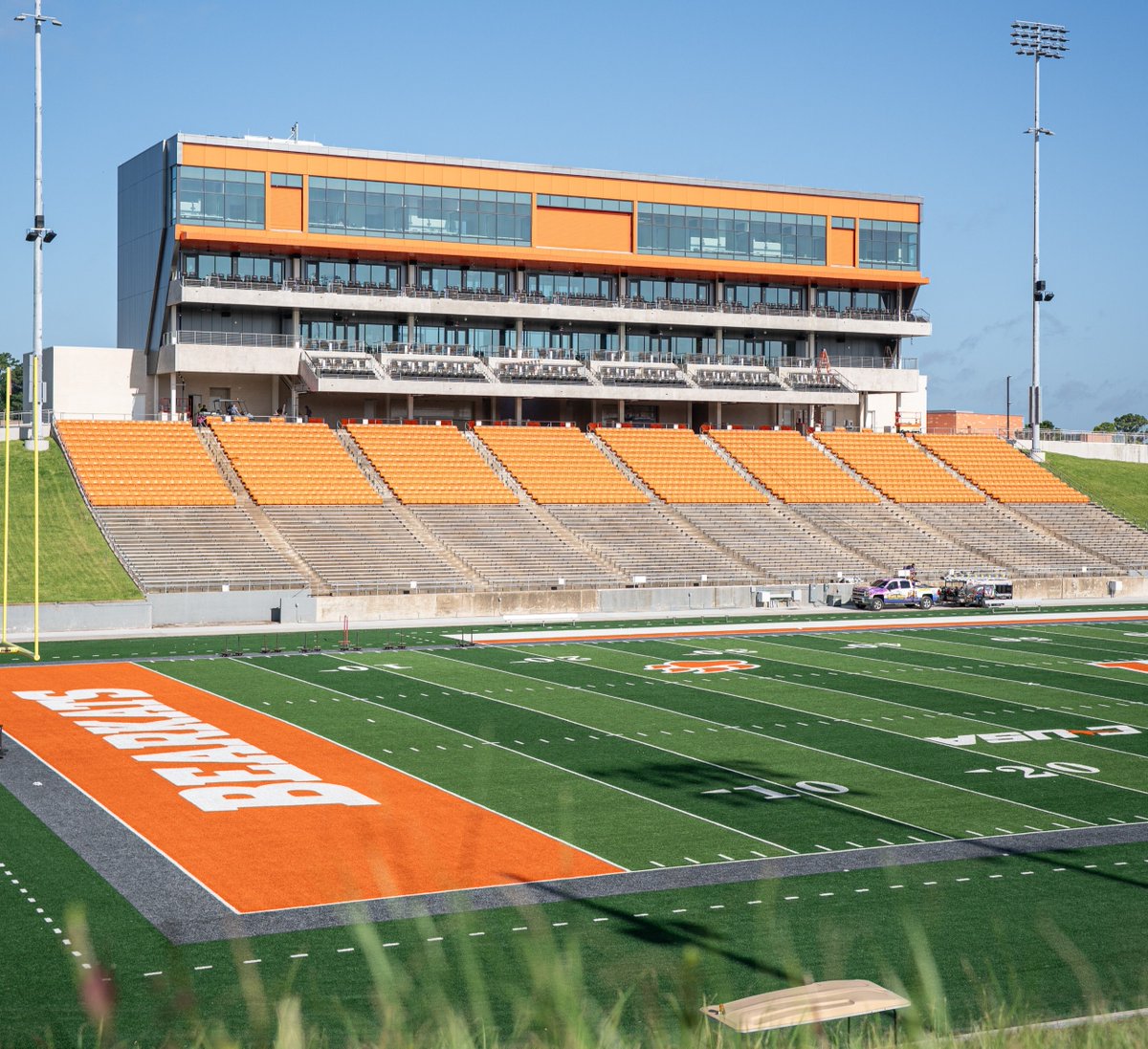 SHSUPresWhite's tweet photo. This Saturday, we bring Bearkat football home to Bowers Stadium as we take on Tulsa. Our team has been putting in the work, and I’m looking forward to a great season and having the Bearkats back where they belong. See you at Bowers! https://t.co/PJkcA46uNY