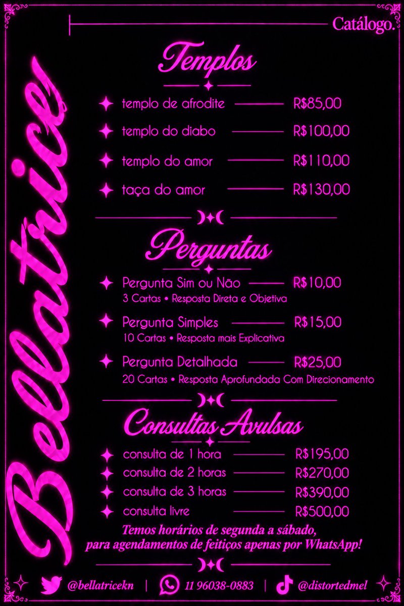 Bellatricekn's tweet photo. Mesa Aberta - Atendimentos de urgência são cobrados a taxa!

🔮: #twttarot #cartomante #magista #Cartomancia #tarologa #tiragens #oráculo #quimbanda #baralhocigano #tiragem #promoções https://t.co/Cm4ONSwwig
