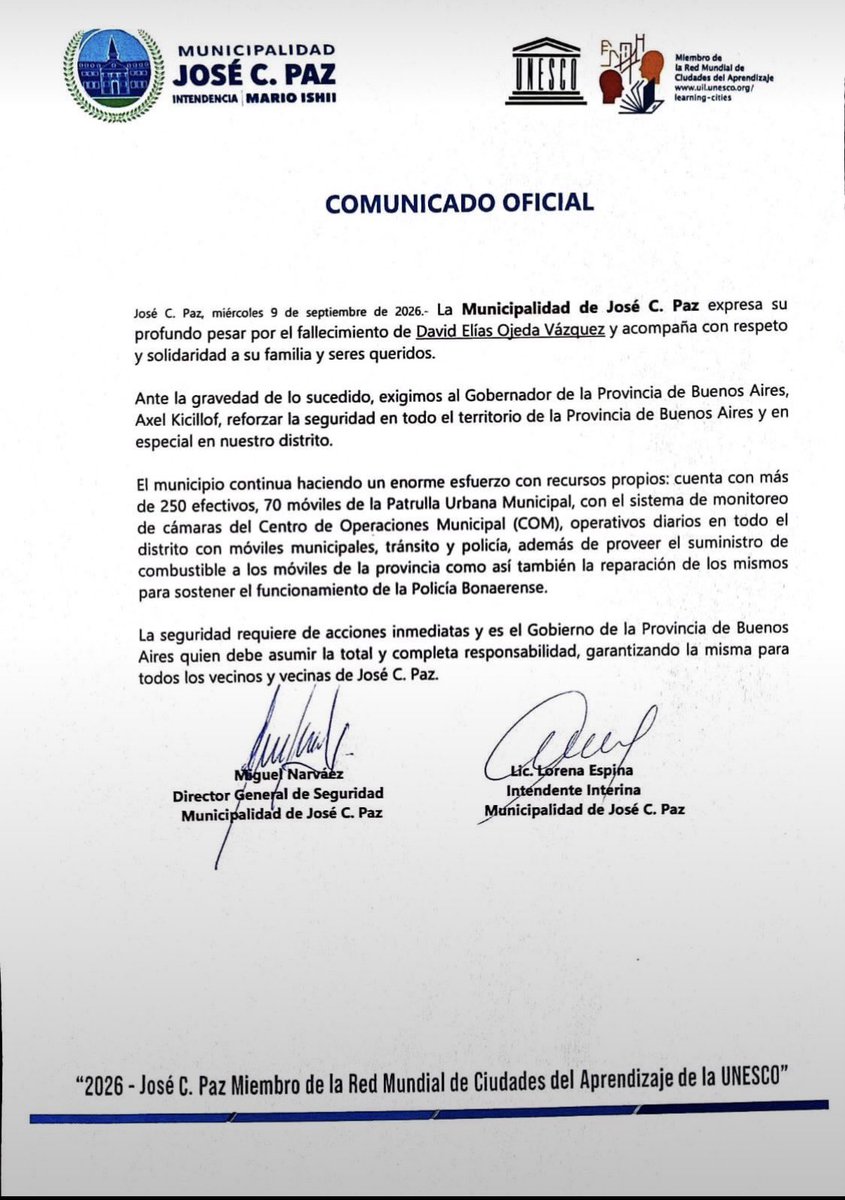 florenciarietto's tweet photo. Todavía no echó @Kicillofok al inútil ministro de la inseguridad Javier Alonso? 
No lo decimos nosotros, lo dice la intendente interina de José C. Paz. 👇🏽 https://t.co/Giu2g4luz4