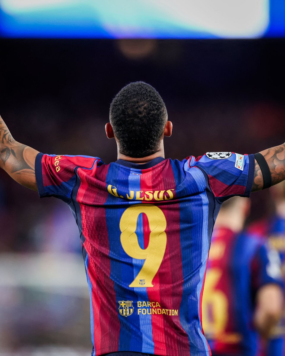 brfootball's tweet photo. Gabriel Jesus' first Barcelona goal arrives in the UCL just two minutes after subbing on 🤙 https://t.co/dTmBXqWmvG