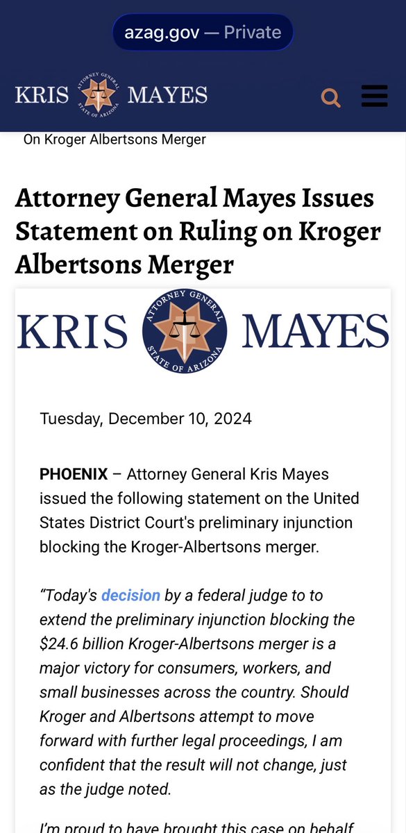 ChampPR's tweet photo. 9. AZ AG Mayes fought to block a multi billion dollar proposed grocery store merger that would driven up grocery prices (even more) harmed workers & devastated rural communities. #WhereWasWarren
https://t.co/mfjrNwkR7r https://t.co/diQTEe3UGf