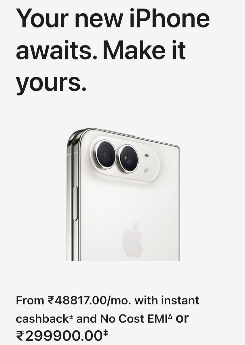 schmuckwrites's tweet photo. ₹ 2,99900.00*

India pricing for Apple's  #iPhoneDuo is insaneeee!! https://t.co/XsRiGkBKBP