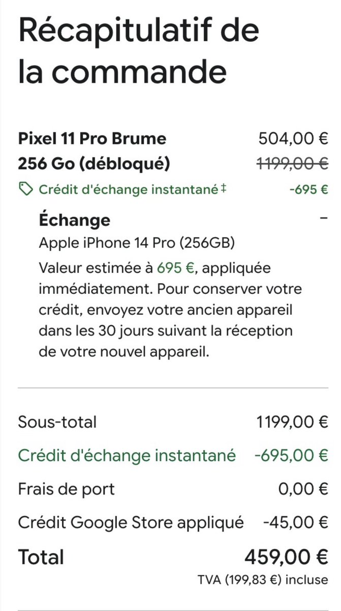 CryptoAPLP's tweet photo. J'avais la possibilité de toucher le Google Pixel 11 Pro à 459€ avec les bonus de reprise mais je me suis dit que j'allais attendre l'annonce de l'iPhone 18 Pro.. j'aurais peut être dû revenir sur Android 😨 https://t.co/ykFWDywGLM