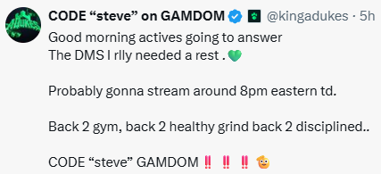 angeloslots's tweet photo. Saw 2 tweets today from @kingadukes that really made my head start moving again. 

We used to stack racks now we are losing them like crazy time to lock the fuc* in! also haven't been to gym in 4 weeks.

So now i decided to not gamble ''off stream'' until 1th of January 2027, won't talk to anyone if it's not stream related, workout 6 days per week. 

Comment if you are up or down this month so far gambling and sol adress, if i cash out on stream today i send you some $$. 

https://t.co/EC1zBmxnbI