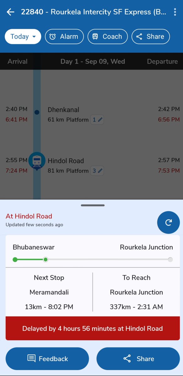 ashish_262's tweet photo. Train no 22839-22840 Rou-Bbs-Rou delay more than 4hr-5 hr everyday since 2-3 month.Punctuality of this train totally lost &amp; zero accountability @EastCoastRail @SbpSrdom @srdomkur @serailwaykol @DRMSambalpur @OdishaRail @NorthOdishaRail @AshwiniVaishnaw @RailMinIndia . https://t.co/GvcU7EZC6i