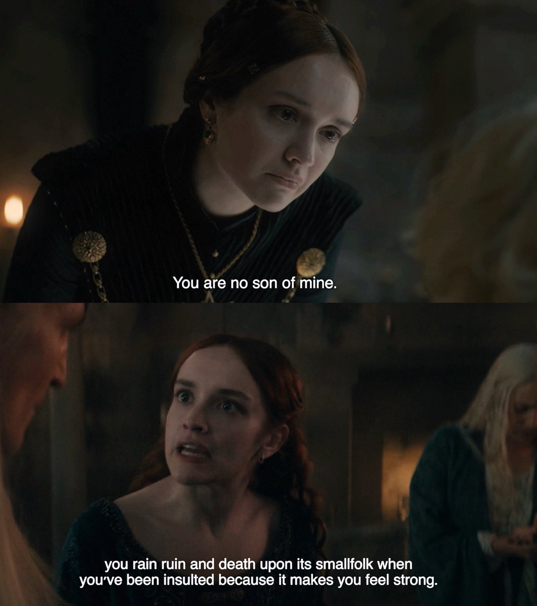 rvgsdelight's tweet photo. “aemond and aegon are horrible, horrible people. this causes alicent even more bitterness toward rhaenyra, who she's watched take to motherhood so easily.”

— olivia cooke https://t.co/vwlz0SHp5w