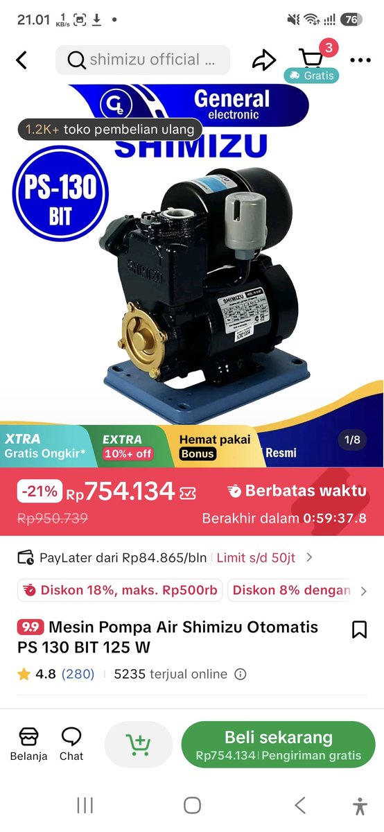 Sariah98_'s tweet photo. @seterahdeh Khusus 9 September, ada flash sale serba Rp9 rb di TikTok Shop

#Jam12MalamPromo99TikTokShop 

wishlist sekarang makin random kemarin skincare, sekarang malah pompa air wkwk tapi emang musim kemarau gini kebutuhan air tuh berasa bgt https://t.co/oQ5gflVIJ6