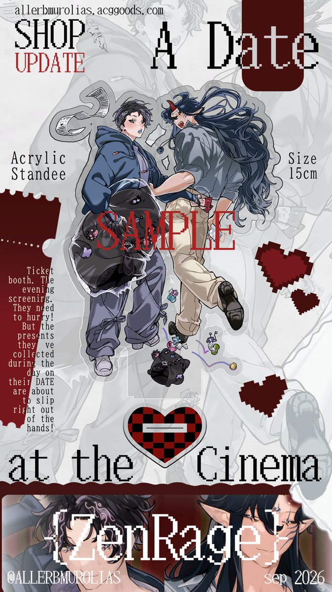 allerbmurolias's tweet photo. ⊹🦑SHOP UPDATE!
New acrylic standees are available now!!!

⛈🪻A Date at the Cinema {ZenRage} [🗓️up to 09/30]
🔮The {END of the SCENE} series [🗓️permanent]

🔗link to the ACGGoods shop below→
₊⊹retweets are appreciated⊹₊ https://t.co/h0HQUfSzRO