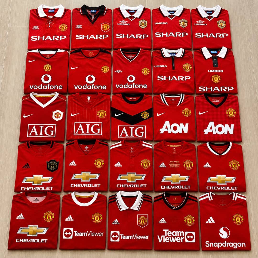 Utdcen's tweet photo. Which Manchester United jersey era made you a fan? https://t.co/kKQzMnnLEg