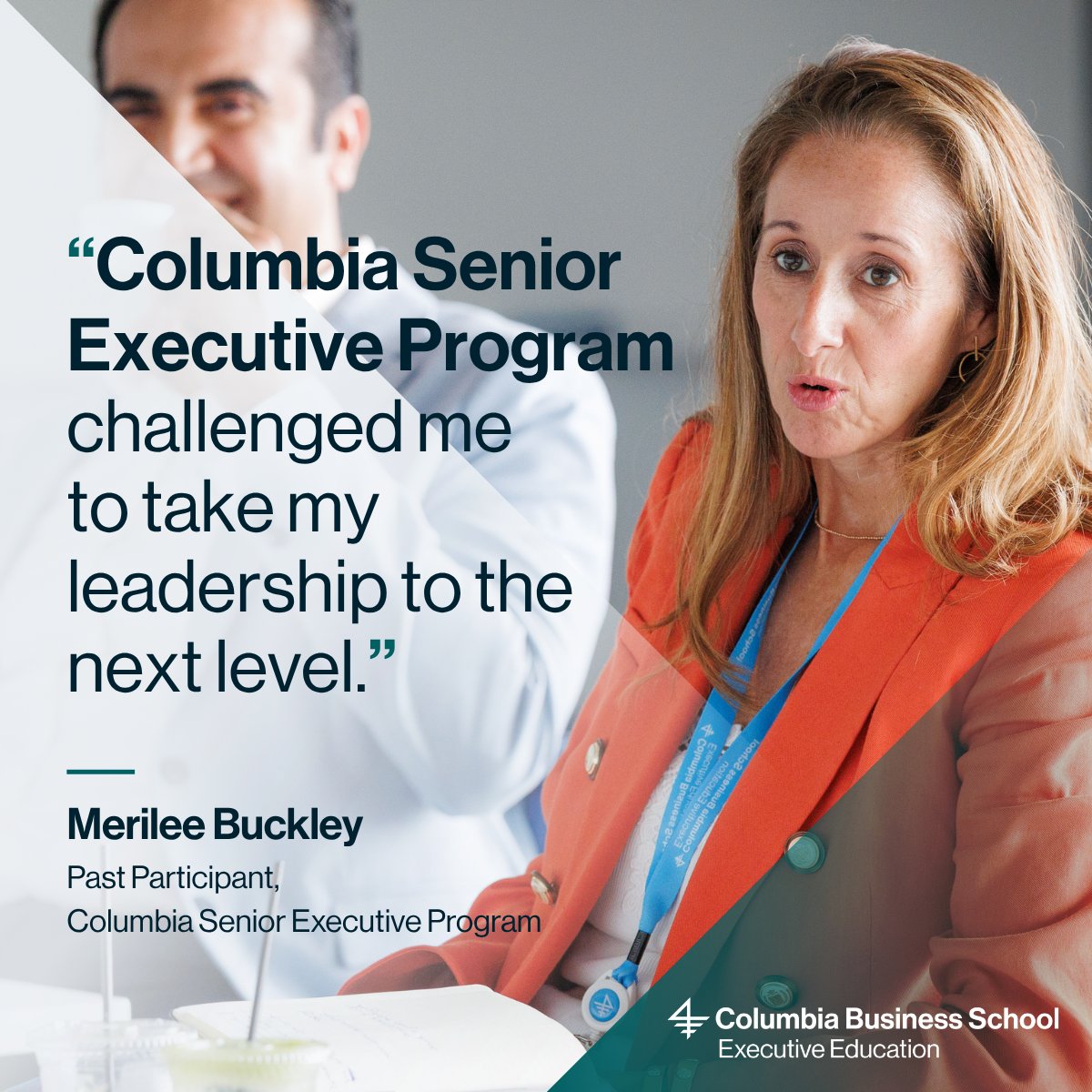 ColumbiaExecEd's tweet photo. What does it take to move your leadership to the next level? For past participant Merilee Buckley, Chief Accounting Officer at Etsy, the Columbia Senior Executive Program offered an opportunity to challenge herself, broaden her perspective, and grow both personally and professionally.

Invest in the next stage of your leadership. Apply to the Columbia Senior Executive Program today: https://t.co/V2zD3hWOv0