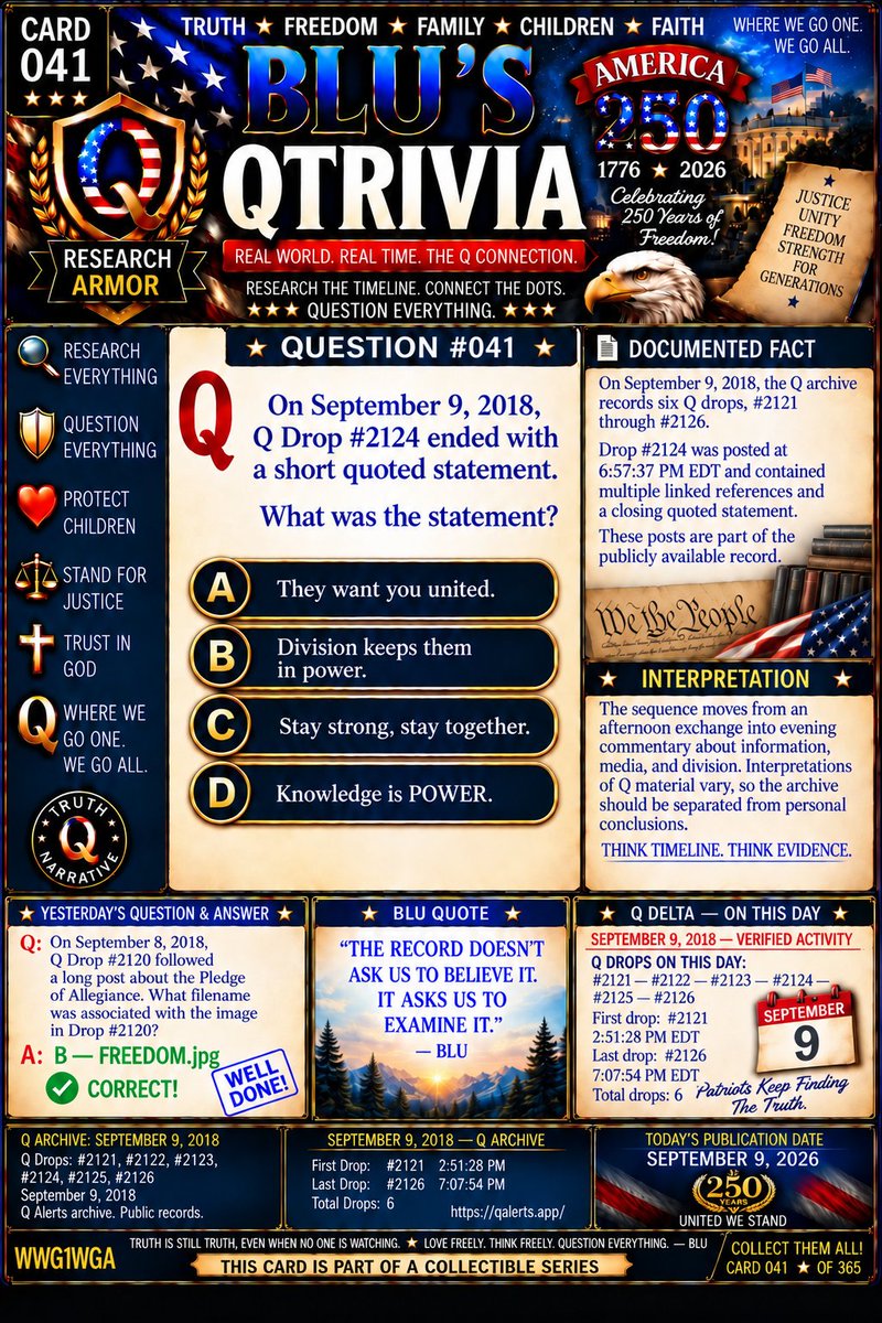 DreamBlu2813's tweet photo. The record is there. The question is yours. 🔎🇺🇸
What do YOU find when you follow the timeline?
QUESTION EVERYTHING. — BLU
#BLUSQTrivia #QuestionEverything #Research #History #Truth #QTrivia #ThinkForYourself https://t.co/aH1SgOiEj9