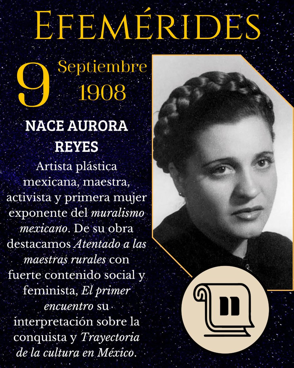 historica2020's tweet photo. 🎨 Aurora Reyes

👋 ¡Saludos a todos nuestros seguidores!

🗓️ Un día como hoy, en 1908, nació Aurora Reyes, pintora, poeta, maestra y considerada la primera muralista mexicana. Su obra destacó por su contenido social y su defensa de los derechos de las mujeres.

#Efemérides https://t.co/Bd9FetQGaR
