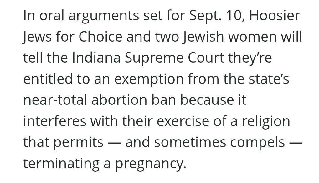 Nover2A's tweet photo. Should jewish women be entitled to an exemption from a ban on abortion? Their religion permits and sometimes compels abortion. https://t.co/vLe9O4oQk5
