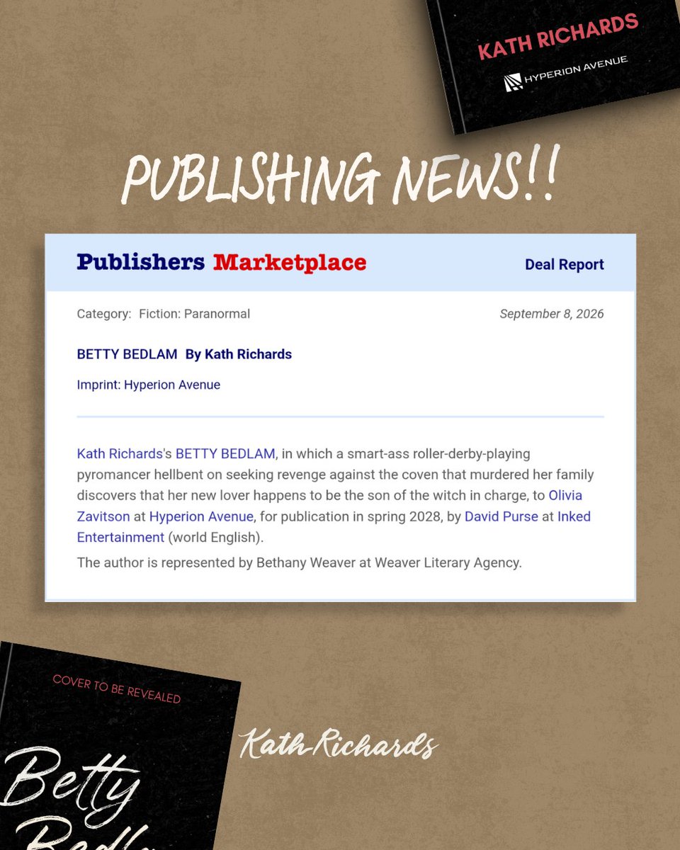 kath_richards_'s tweet photo. ❤️‍🔥AHHH BOOK NEWS!! Been working on a secret new paranormal, and I’m so thrilled to announce it’s coming out early 2028 with @hyperionavebook 

Cannot wait to share Betty with you all!! https://t.co/lEe7Pp4j8m