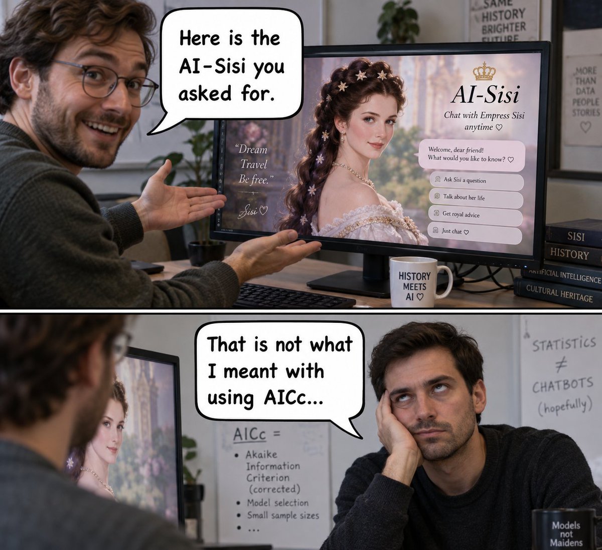 Jente_O's tweet photo. The statistics course "Ecological Methods" is running again. Every year, I supply some memes related to the course content. Today we discussed model selection... https://t.co/gzzTA0NMFb
