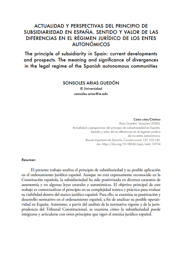 redc_cepc's tweet photo. 🟡En la #REDC137 se publica «Actualidad y perspectivas del principio de subsidiariedad en España. Sentido y valor de las diferencias en el régimen jurídico de los entes autonómicos», de Sonsoles Arias Guedón.
🔗Acceso a través de https://t.co/hTpjngepSk https://t.co/0KSblC4jG5