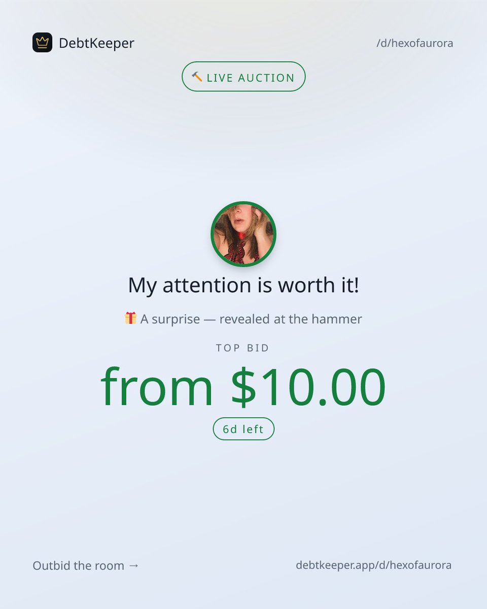 HexOfAurora's tweet photo. My attention is worth it! auction.png https://t.co/vTxFRMurzH